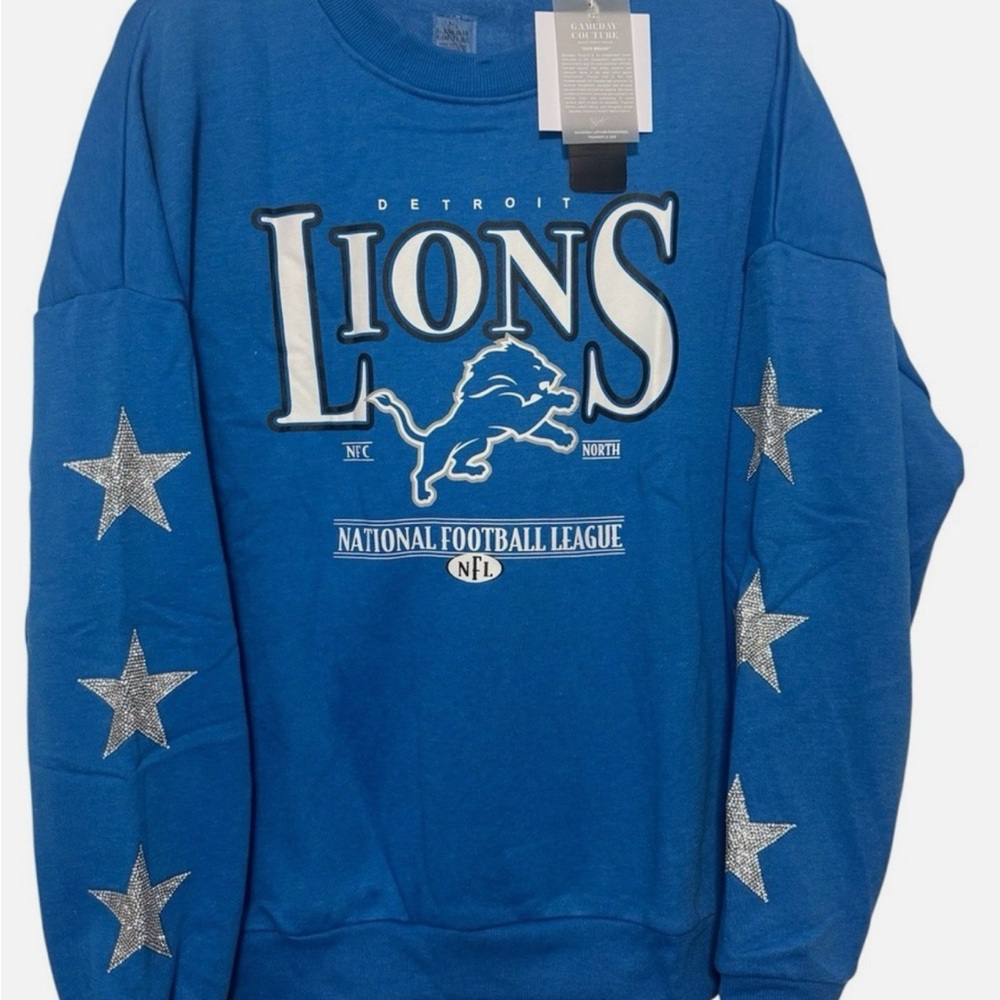 Blue Detroit Lions Crewneck Sweater - Picture 2 of 3